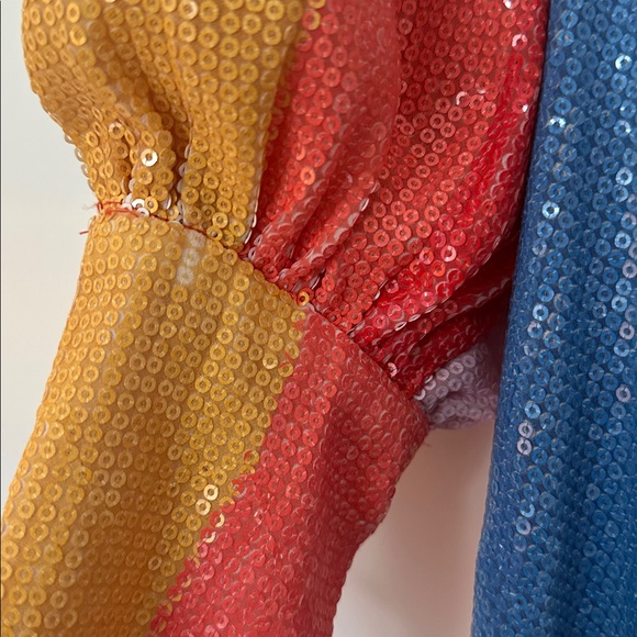 Olivia Rubin Maddie Sequin Rainbow Midi Dress 4 - Picture 7 of 9